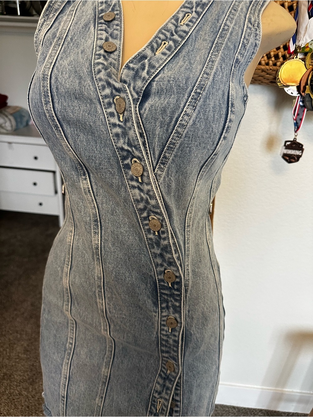 Rails Denim Button-Front Dress - Light Blue